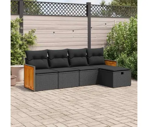 Sodo Komplektas Su Pagalvėlėmis, 5 Dalių, Juodas, Poliratanas