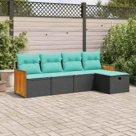 5-Osaline Aiadiivanikomplekt Patjadega, Must, Polürotang