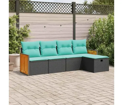 Sodo Komplektas Su Pagalvėlėmis, 5 Dalių, Juodas, Poliratanas