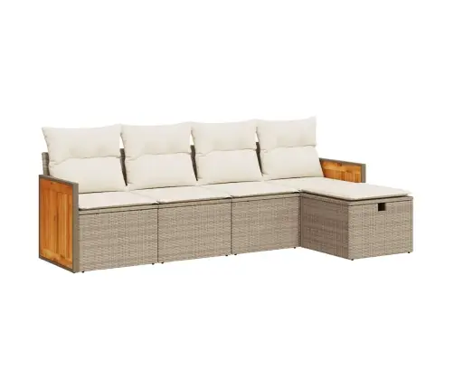 5-Daļīgs Dārza Dīvāna Komplekts, Matrači, Bēša Pe Rotangpalma Vidaxl