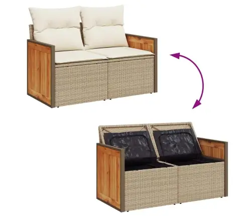 5-Daļīgs Dārza Dīvāna Komplekts, Matrači, Bēša Pe Rotangpalma Vidaxl