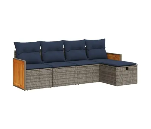 5-Osaline Aiamööblikomplekt Istmepatjadega, Polürotang, Hall