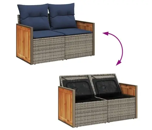 5-Osaline Aiamööblikomplekt Istmepatjadega, Polürotang, Hall