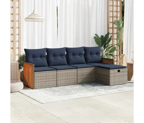 5-Osaline Aiamööblikomplekt Istmepatjadega, Polürotang, Hall