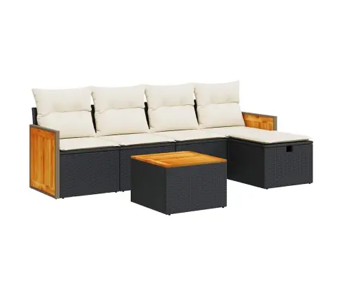 6-Daļīgs Dārza Dīvāna Komplekts, Matrači, Melna Pe Rotanpalma Vidaxl