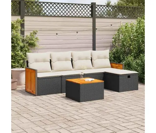 6-Daļīgs Dārza Dīvāna Komplekts, Matrači, Melna Pe Rotanpalma Vidaxl