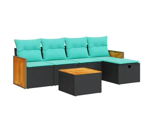 6-Daļīgs Dārza Dīvāna Komplekts, Matrači, Melna Pe Rotanpalma Vidaxl