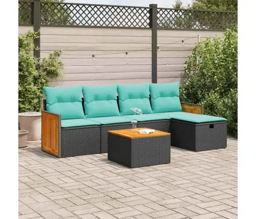 6-Daļīgs Dārza Dīvāna Komplekts, Matrači, Melna Pe Rotanpalma Vidaxl