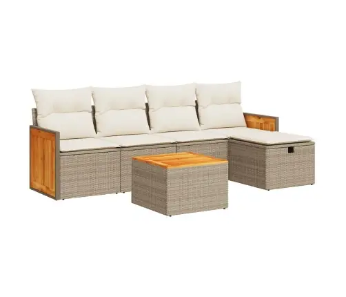 6-Daļīgs Dārza Dīvāna Komplekts, Matrači, Bēša Pe Rotangpalma Vidaxl