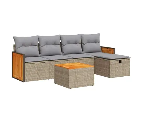 6-Daļīgs Dārza Dīvāna Komplekts, Matrači, Bēša Pe Rotangpalma Vidaxl