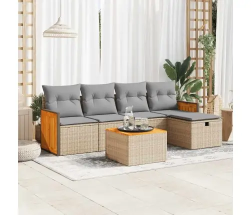 6-Daļīgs Dārza Dīvāna Komplekts, Matrači, Bēša Pe Rotangpalma Vidaxl