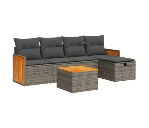 6-Daļīgs Dārza Dīvāna Komplekts Ar Matračiem, Pelēks Pe Pinums Vidaxl