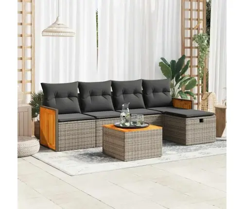 6-Daļīgs Dārza Dīvāna Komplekts Ar Matračiem, Pelēks Pe Pinums Vidaxl