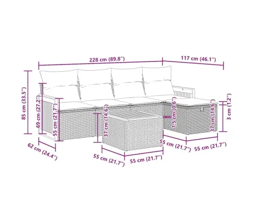 6-Osaline Aiadiivani Komplekt Patjadega, Hall, Polürotang