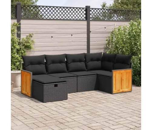 6-Daļīgs Dārza Dīvāna Komplekts, Matrači, Melna Pe Rotanpalma Vidaxl