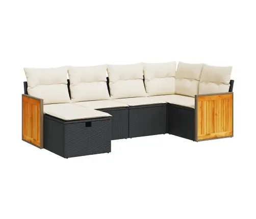 Sofos Komplektas Su Pagalvėlėmis, 6 Dalių, Juodas, Poliratanas