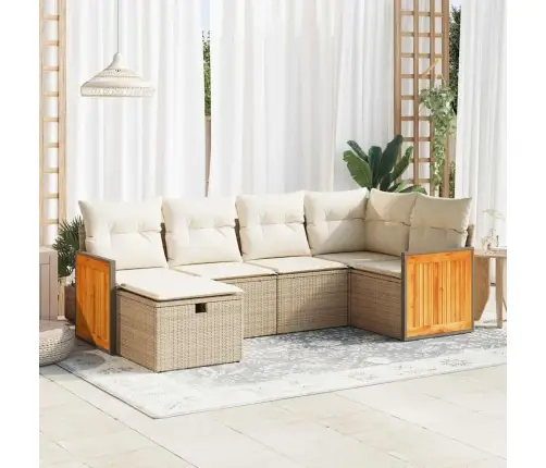 6-Daļīgs Dārza Dīvāna Komplekts, Matrači, Bēša Pe Rotangpalma Vidaxl