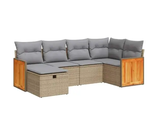 6-Daļīgs Dārza Dīvāna Komplekts, Matrači, Bēša Pe Rotangpalma Vidaxl