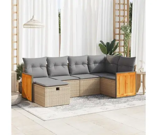 6-Daļīgs Dārza Dīvāna Komplekts, Matrači, Bēša Pe Rotangpalma Vidaxl