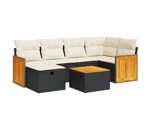 7-Daļīgs Dārza Dīvāna Komplekts Ar Matračiem, Melna Pe Vidaxl