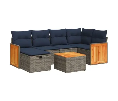 7-Daļīgs Dārza Dīvāna Komplekts, Matrači, Pelēka Pe Rotangpalma Vidaxl