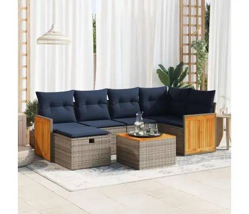 7-Daļīgs Dārza Dīvāna Komplekts, Matrači, Pelēka Pe Rotangpalma Vidaxl