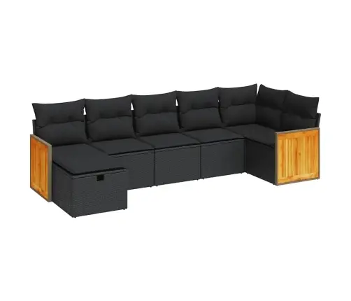 7-Daļīgs Dārza Dīvāna Komplekts Ar Matračiem, Melna Pe Vidaxl