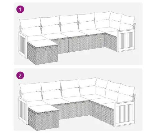 7-Daļīgs Dārza Dīvāna Komplekts Ar Matračiem, Melna Pe Vidaxl