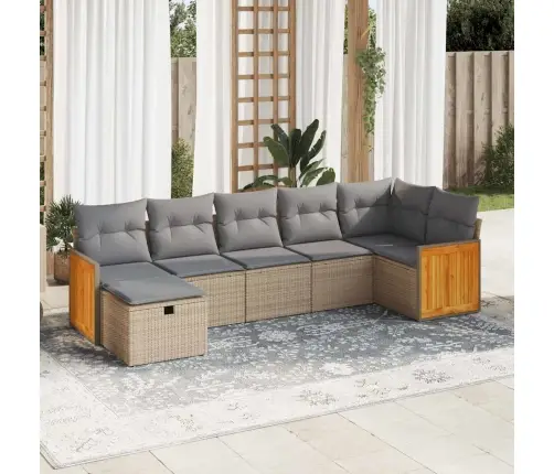 7-Osaline Aiadiivani Komplekt Patjadega, Beež, Polürotang