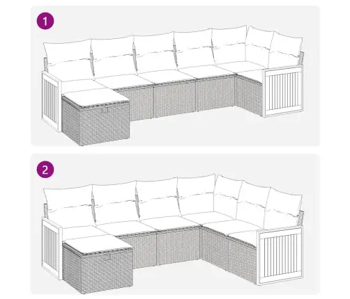 7-Daļīgs Dārza Dīvāna Komplekts, Matrači, Pelēka Pe Rotangpalma Vidaxl