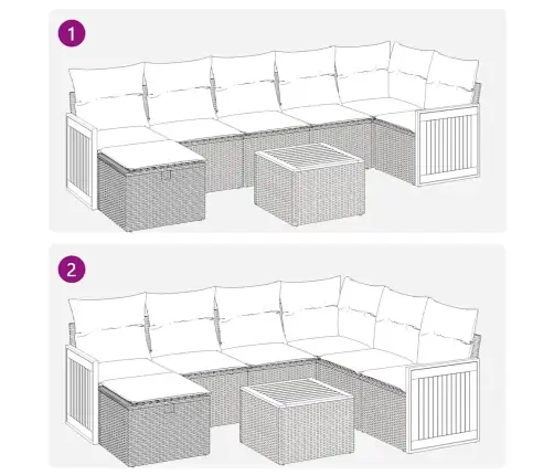 8-Osaline Aiadiivani Komplekt Patjadega, Must, Polürotang