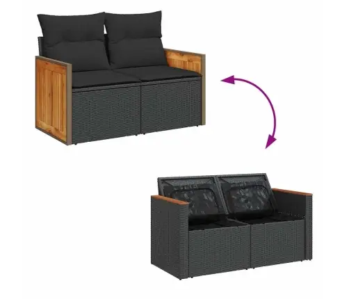 8-Osaline Aiadiivani Komplekt Patjadega, Must, Polürotang