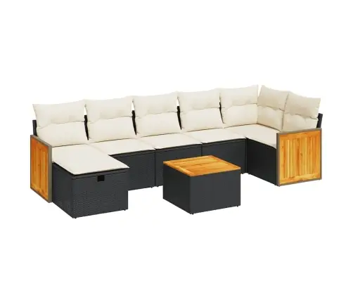 8-Daļīgs Dārza Dīvāna Komplekts, Matrači, Melna Pe Rotangpalma Vidaxl