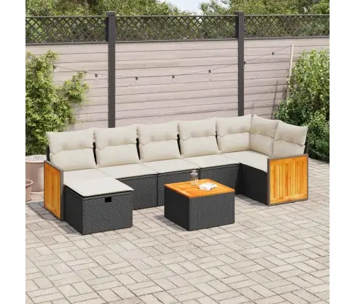 8-Daļīgs Dārza Dīvāna Komplekts, Matrači, Melna Pe Rotangpalma Vidaxl