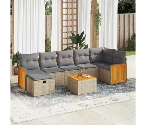 8-Osaline Aiadiivani Komplekt Patjadega, Beež, Polürotang