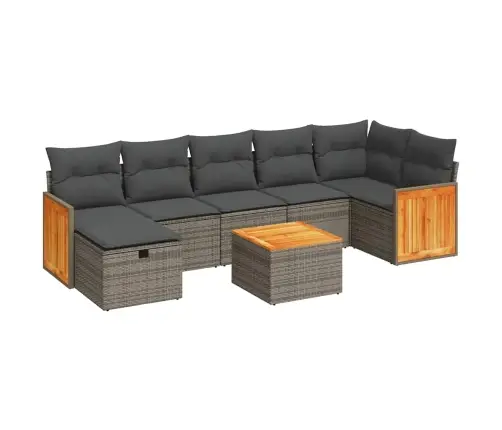 8-Daļīgs Dārza Dīvāna Komplekts Ar Matračiem, Pelēks Pe Pinums Vidaxl