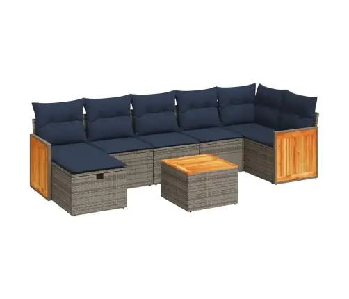 8-Daļīgs Dārza Dīvāna Komplekts Ar Matračiem, Pelēks Pe Pinums Vidaxl