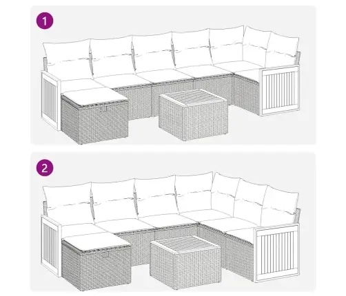 8-Daļīgs Dārza Dīvāna Komplekts Ar Matračiem, Pelēks Pe Pinums Vidaxl