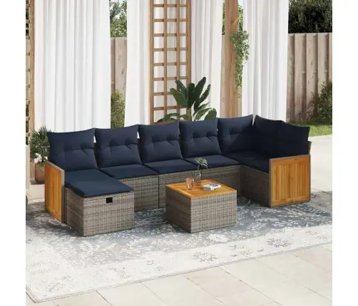 8-Daļīgs Dārza Dīvāna Komplekts Ar Matračiem, Pelēks Pe Pinums Vidaxl