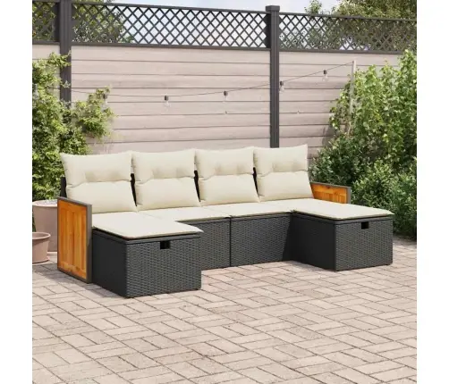 6-Osaline Aiadiivani Komplekt Patjadega, Must, Polürotang