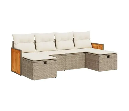 Sofos Komplektas Su Pagalvėlėmis, 6 Dalių, Smėlio, Poliratanas