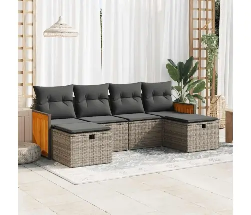 Sofos Komplektas Su Pagalvėlėmis, 6 Dalių, Pilkas, Poliratanas