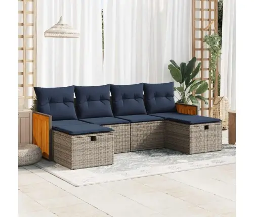 Sofos Komplektas Su Pagalvėlėmis, 6 Dalių, Pilkas, Poliratanas