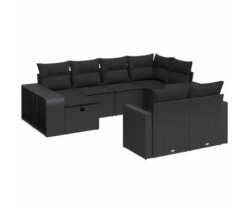 Sodo Komplektas Su Pagalvėlėmis, 10 Dalių, Juodas, Poliratanas