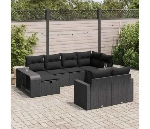 Sodo Komplektas Su Pagalvėlėmis, 10 Dalių, Juodas, Poliratanas