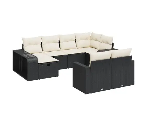 10-Daļīgs Dārza Dīvāna Komplekts, Matrači, Melna Pe Rotangpalma Vidaxl