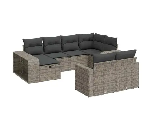 Sodo Komplektas Su Pagalvėlėmis, 10 Dalių, Pilkas, Poliratanas