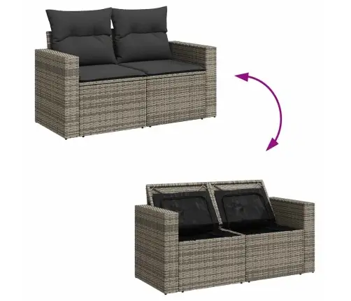 Sodo Komplektas Su Pagalvėlėmis, 10 Dalių, Pilkas, Poliratanas