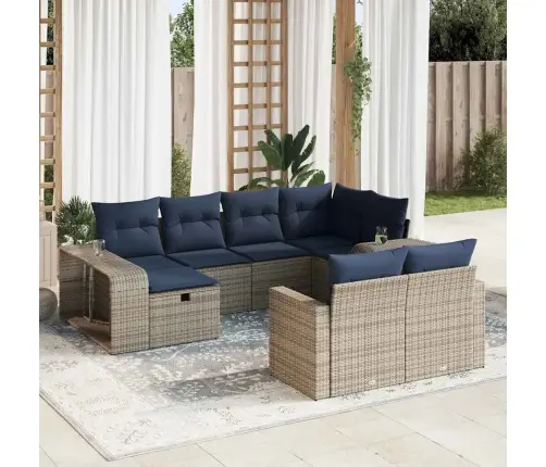 Sodo Komplektas Su Pagalvėlėmis, 10 Dalių, Pilkas, Poliratanas