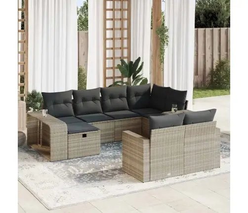 Sodo Komplektas Su Pagalvėlėmis, 10 Dalių, Pilkas, Poliratanas